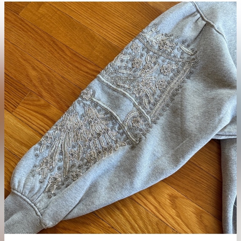 Free People - Encrusted Hoodie - Heather Grey NWT Sz L - Picture 6 of 8